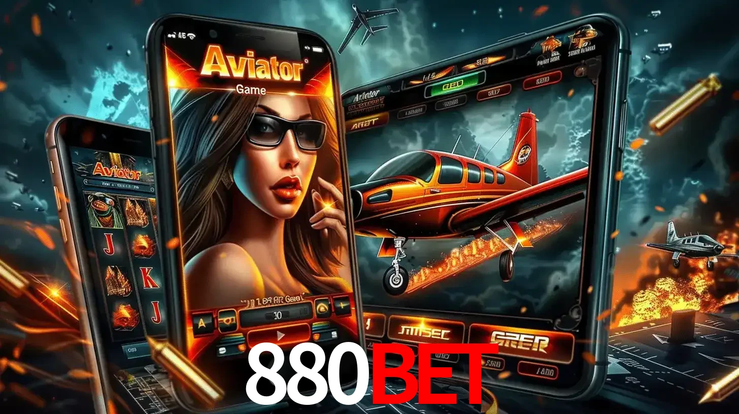O popular jogo de apostas Aviator exibido em vários celulares e tablets, mostrando a interface emocionante e a ação de voo disponíveis para jogar agora no 880bet.