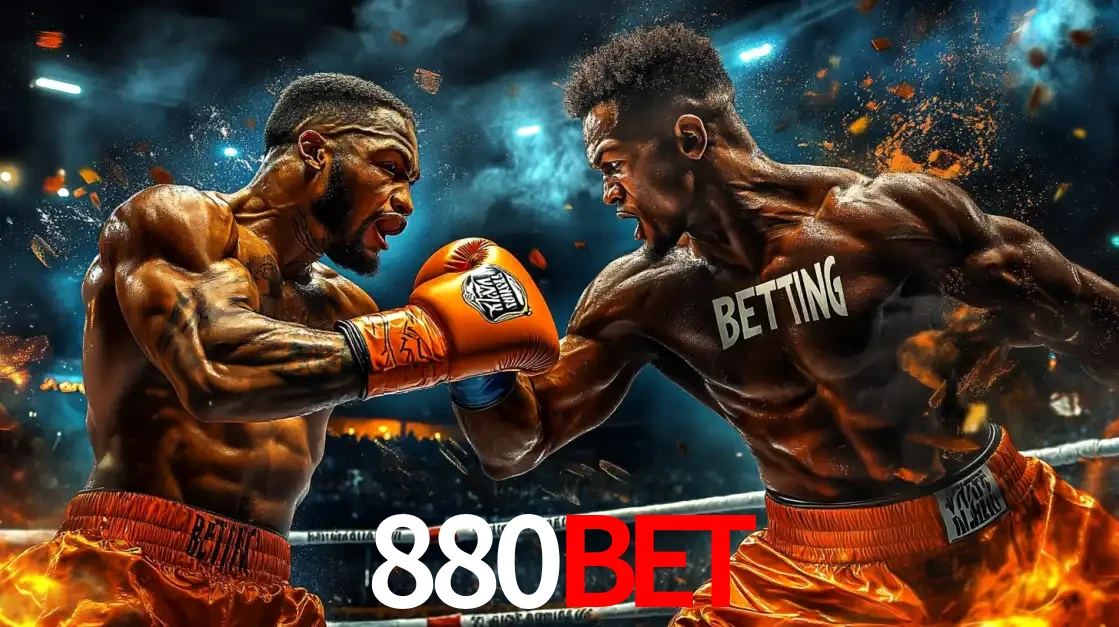 Dois boxeadores em uma luta intensa e explosiva, representando a adrenalina e as oportunidades de apostas em esportes de combate disponíveis na plataforma 880bet.